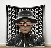 Balenciaga Monogram Bucket Hat Flannel Throw Blanket for Wall Decor BA291